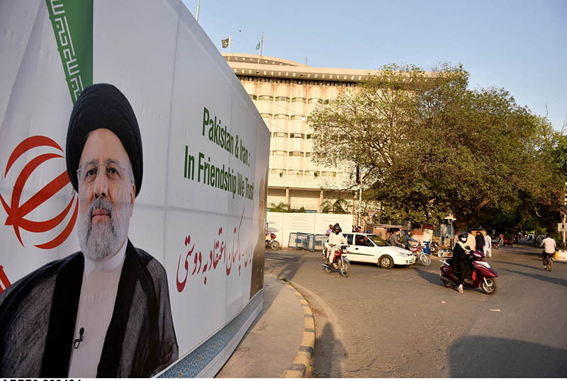 Roads adorned with billboards and flags, extending a warm welcome to Iran's President Dr. Seyyed Ebrahim Raisi and fostering Pakistan-Iran friendship.