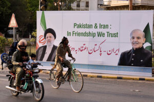 Roads adorned with billboards and flags, extending a warm welcome to Iran's President Dr. Seyyed Ebrahim Raisi and fostering Pakistan-Iran friendship.