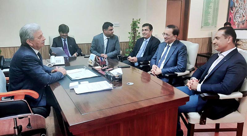 President Engro Corporation, Mr. Ahsan Zafar calls on Federal Minister for Industries & Production, Rana Tanveer Hussain.