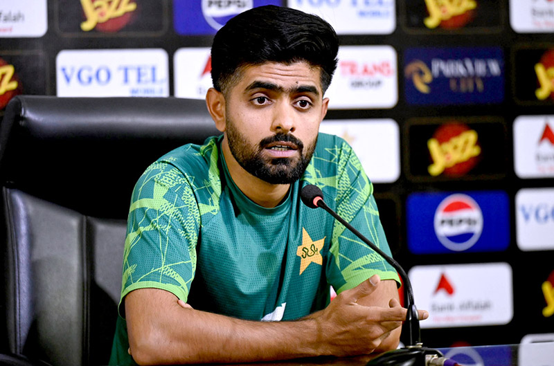 Pakistan Cricket Team captain Babar Azam talking to media during a practice session at the Qaddafi Cricket Stadium ahead of the fourth Twenty20 Cricket match between Pakistan and New Zealand Cricket Teams in a five-match Twenty20 series