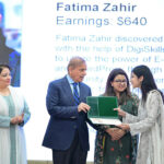 Prime Minister Muhammad Shehbaz Sharif distributing certificates of appreciation among the high achiever women and girls in the field of IT