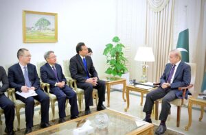 A high level delegation of China International Development Cooperation Agency (CIDCA) led by Chairman H.E Luo Zhaohui calls on Prime Minister Muhammad Shehbaz Sharif in Islamabad on 23rd April 2024.