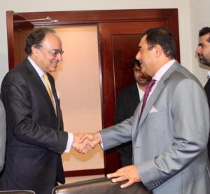 Finance Minister Muhammad Aurangzeb in a Meeting with members of Pakistan Business Council UAE.