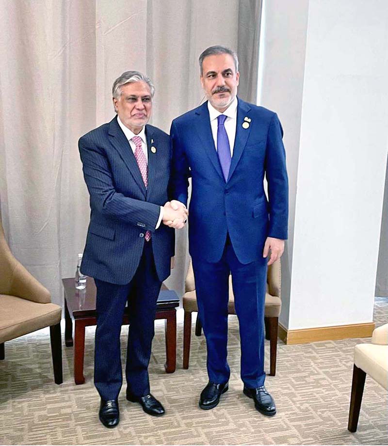 Deputy Prime Minister and Foreign Minister Senator Mohammad Ishaq Dar met with Turkish Foreign Minister Hakan Fidan, on the sidelines of the 15th OIC Islamic Summit Conference