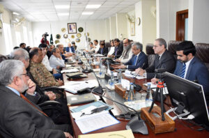 Federal Minister for Commerce Jam Kamal Khan chairing a high level meeting to address pressing issues in Pakistan's export and business sectors.
