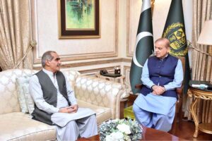 Former Federal Minister Khawaja Saad Rafique calls on Prime Minister Muhammad Shehbaz Sharif