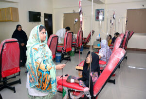 Children patients of Thalassemia being blood transfusions at Fatimid Foundation Center in connection with International Thalassemia Day.