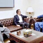 Interior Minister Mohsin Naqvi and Federal Minister for Energy Sardar Awais Ahmad Khan Laghari in a meeting with Chief Minister Khyber Pakhtunkhwa Ali Amin Gandapur