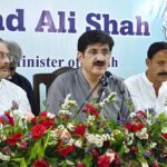 Sindh Chief Minister Syed Murad Ali Shah addressing to media persons at Press Club