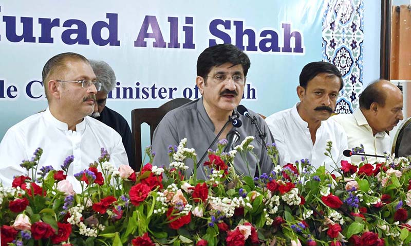Sindh Chief Minister Syed Murad Ali Shah addressing to media persons at Press Club