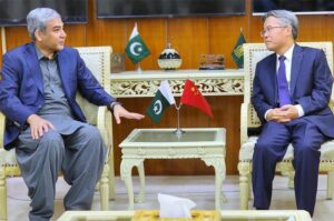 Interior Minister Mohsin Naqvi in a meeting with Ambassador of China H.E Jiang Zaidong.