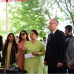 PM's Coordinator on Climate Change & Environmental Coordination Romina Khurshid Alam talking to media along with Azeri Minister & President COP29 Mukhtar Babayev at F9 Park