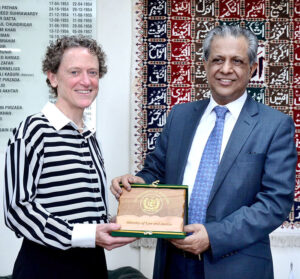 High Commissioner of Canada to Pakistan Ms. Leslie Scanlon called on Federal Minister for Law and Justice and Human Rights Senator Azam Nazeer Tarar.