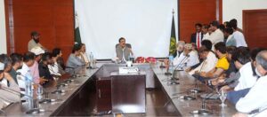 Chairman Senate Syed Yusuf Raza Gillani in a meeting with the different delegations at Circuit House