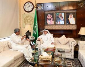 Federal Minister for Interior Mohsin Naqvi in a meeting with Ambassador of Saudi Arabia Nawaf Bin Saeed Ahmed Al-Maliki. APP/IQJ/FHA