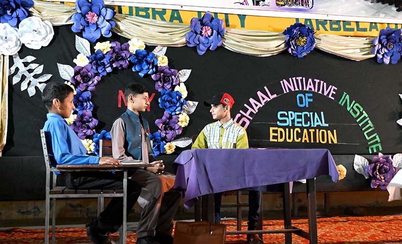 Special children performing in tableau during ceremony on the occasion of Annual Day Function-2024 of Mashaal Initiative Institute of Special Education at Sobra City Colony