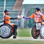A view of semi final cricket match played between Lahore Sikandars and Quetta Strikers Wheelchair Cricket teams during T-20 2nd Interloop Pakistan Champions League 2024 at Iqbal Stadium.