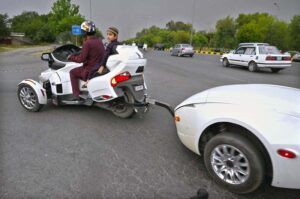 A deserted view of Sri Nagar Highway due to extreme heat wave in Federal Capital