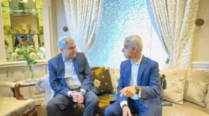 Interior Minister Mohsin Naqvi in a meeting with Mayor of London Sadiq Khan.