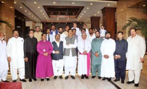 Chairman Senate Syed Yusuf Raza Gillani in a meeting with the different delegations at Circuit House