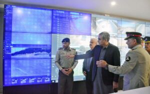 Interior Minister Syed Mohsin Naqvi visiting the martyr’s monument (Yadgar-e-Shuhada) at the Pakistan Coast Guards Headquarters.