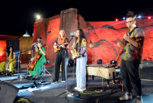 The American female's band 'Raining Jana' is presenting the essence of American and Pakistani music on stage in a music program organized by the US Embassy and Wall City in Lahore Fort Royal Kitchen.