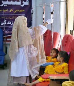 Blood transfusions being carried out in Thalassemia affected children at Frontier Foundation on World Thalassemia Day.