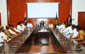 Chairman Senate Syed Yusuf Raza Gilani in a meeting with the different delegations at Circuit House.