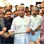 Minister for Defense and Aviation Khawaja Muhammad Asif addressing during inauguration ceremony of "Chief Minister Punjab Special Initiative Clinic on Wheel"