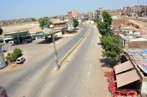 A view of deserted look on the road during heat wave in the city.