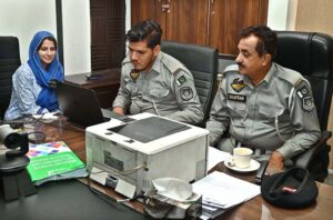 Traffic police officials making driving license for APP employees at Associated Press of Pakistan Headquarters.
