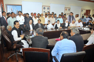 Chairman Senate Syed Yusuf Raza Gillani meeting with the lawyers delegation at Circuit House.