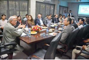 Federal Ombudsman Ejaz Ahmed Qureshi chairing a meeting with the representatives of various federal government departments/agencies at the Ombudsman Secretariat.