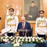 President Asif Ali Zardari administering the oath of office to Mr. Ali Pervaiz as the Minister of State, during an oath-taking ceremony, held at Aiwan-e-Sadr.