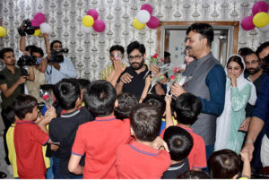 Pakistani Singer Abrar ul Haq with Mr and Mrs DIG Mehboob Aslam Lilla visit the Apna Ghar House after Inauguration the 9th Apna Ghar Hosue for Deserving Orphan children by Almarah Foudation
