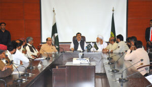 Chairman Senate Syed Yusuf Raza Gilani in a meeting with the different delegations at Circuit House.