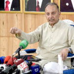 Federal Minister for Power and Petroleum, Dr Musadiq Malik talks to media personnel at PTV office.