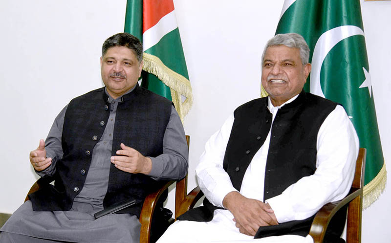 Former Federal Minister Rana Nazir Ahmad and Shoaib Siddiqui addressing press conference at the Istehkam-e- Pakistan Party office
