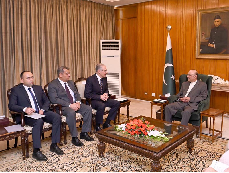 The Minister of Ecology and Natural Resources of Azerbaijan, Mr Mukhtar Babayev, along with his delegation, called on President Asif Ali Zardari, at Aiwan-e-Sadr.