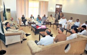 Chairman Senate Syed Yusuf Raza Gilani meeting with the All Pakistan Tenure Track Faculty Association (APTTA) delegation at Circuit House.