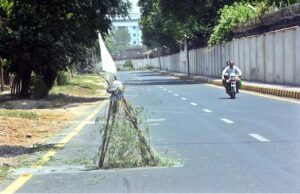 A view of open drain line at Kashmir Road may cause any mishap, needs attention of concerned authorities