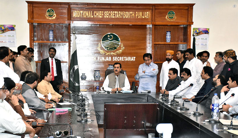 Chairman Senate Syed Yusuf Raza Gilani in a meeting with the members from different Housing Association at Circuit House.