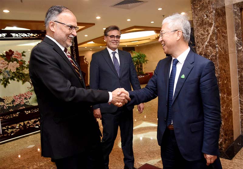 Federal Minister for Planning, Development and Special initiatives Prof. Ahsan Iqbal meet with Mr. Zhao Chenxin vice NDRC Chairman at NDRC office