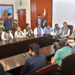 Chairman Senate Syed Yusuf Raza Gillani in a meeting with the Saraikistan Democratic Party delegation at Circuit House.