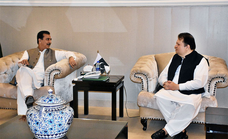 Chairman Senate Syed Yusuf Raza Gilani in a meeting with Additional Chief Secretary South Punjab, Fawad Hashim Rabbani at Circuit House.