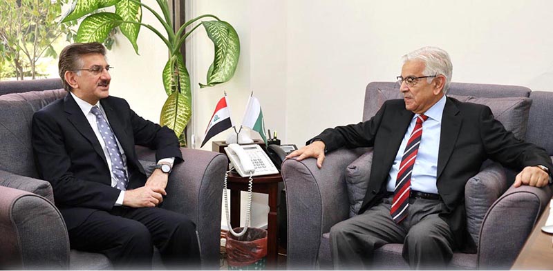 H.E. Hamid Abbas Lafta, Ambassador of Iraq called on Minister for Defence & Defence Production Khawaja Muhammad Asif