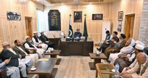 Chief Minister Gilgit-Baltistan Haji Gulbar Khan presiding over the meeting of Religious Scholars during his visit