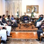 A delegation of members of the Azad Jammu and Kashmir Legislative Assembly, belonging to Pakistan People's Party Parliamentarians, called on President Asif Ali Zardari, at Aiwan-e-Sadr