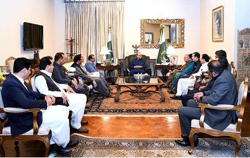A delegation of members of the Azad Jammu and Kashmir Legislative Assembly, belonging to Pakistan People's Party Parliamentarians, called on President Asif Ali Zardari, at Aiwan-e-Sadr