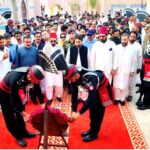 Deputy Speaker Punjab Assembly Malik Zaheer Iqbal Channar, Prince Bahawal Abbas Khan Abbasi, Commissioner Bahawalpur Nadir Chattha other on the occasion of 58th Death Anniversary Nawab Sir Sadiq Muhammad Khan Abbasi-V, reciting Fatiha after laying flowers on the tomb of Nawab of Bahawalpur